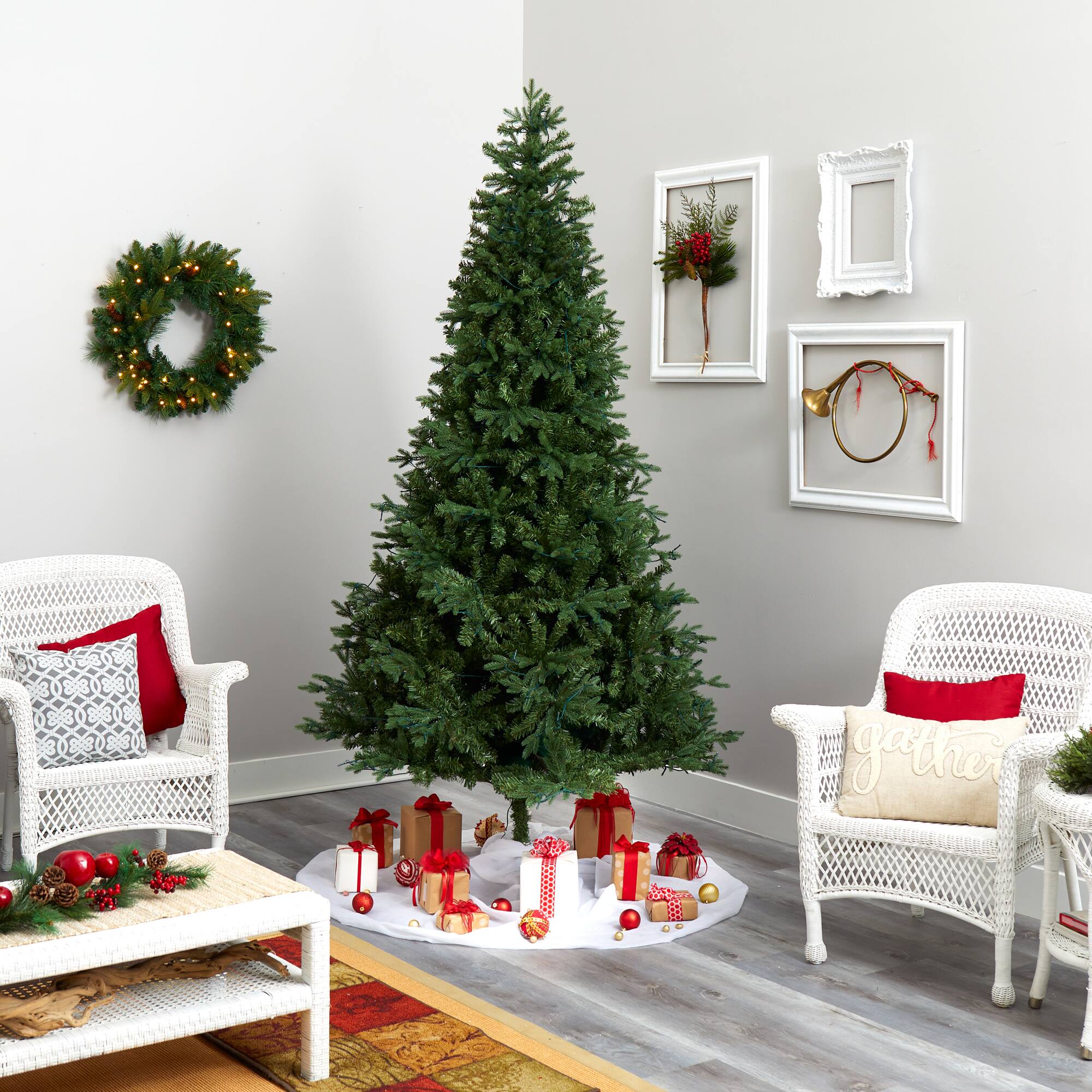 8ft. Pre-Lit Vermont Fir Artificial Christmas Tree with Clear LED Lights